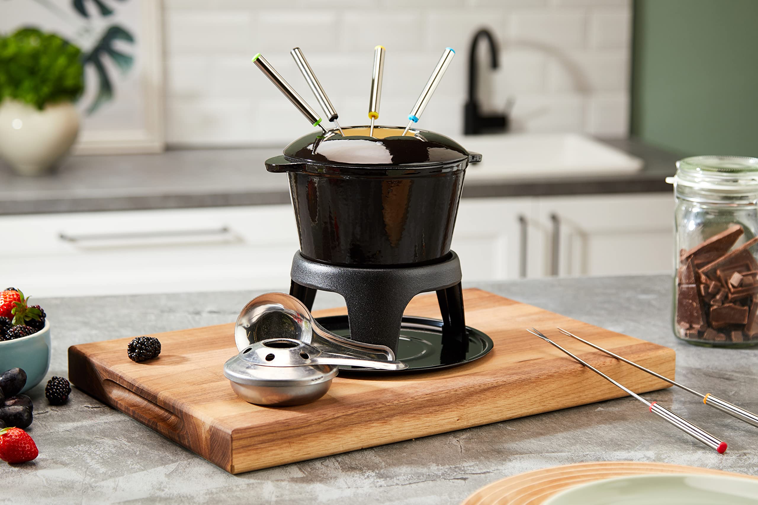 masterclass キャストアイアン製　フォンデュセット Amazon.com: MasterClass Cast Iron Fondue Set, 21 x 18 cm – Black